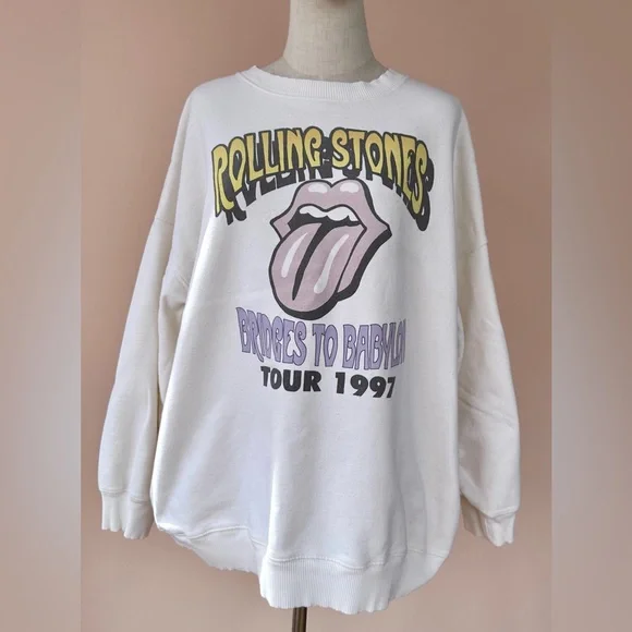 American Eagle Rolling Stones Bridges to Babylon 1997 Tour Sweatshirt Oversized - Picture 2 of 8